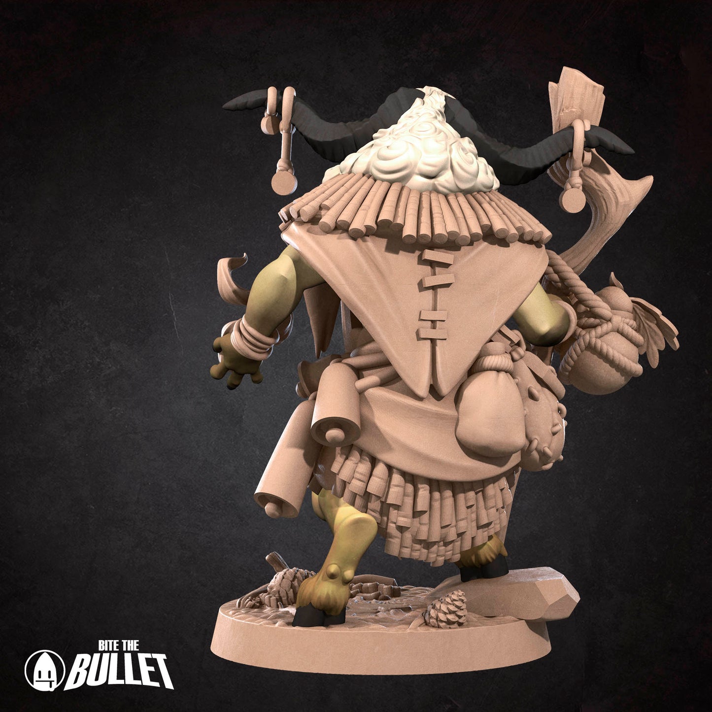 Bullet Town Forest Village, Goatfolk Vendor | D&D Pathfinder TTRPG Miniature | Bite the Bullet