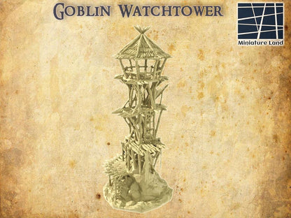 Goblin Watchtower | 28mm Scale Model Terrain | D&D TTRPG Playable 3D Printed Building | MiniatureLand