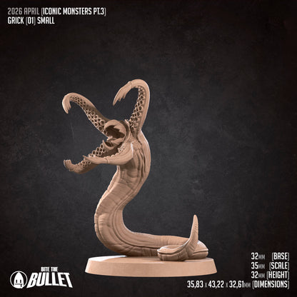 D&D Gricks miniature by Tattles Told 3D, detailed bite-the-bullet creature for tabletop RPG gaming.