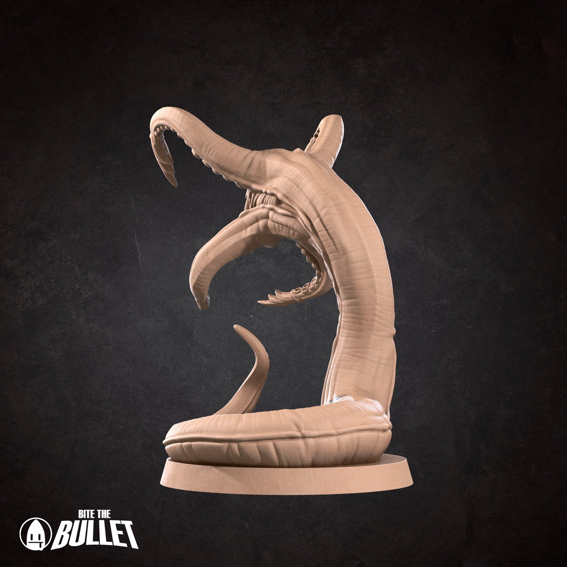 D&D TTRPG miniature of a Grick creature from Bite the Bullet set by Tattles Told 3D, detailed monster figure for tabletop gaming.