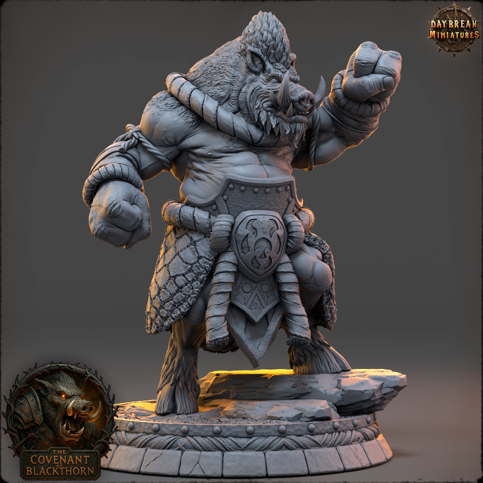 Boar Folk - The Covenant of Blackthorn | Tabletop or Display Scale | D&D Mini | Daybreak Miniatures