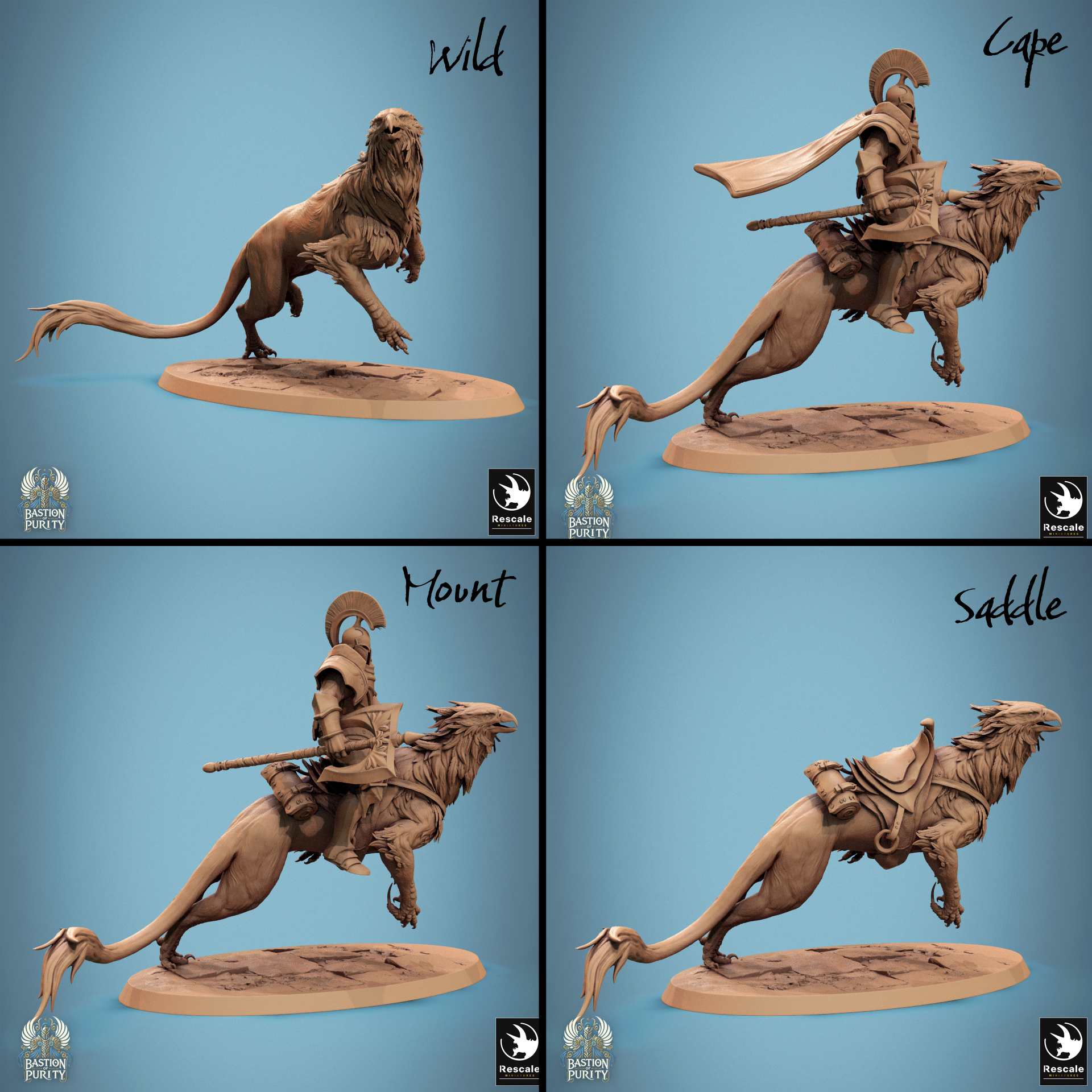 Rescaled Gryph Pack miniature from Bastion of Purity Warband by Tattles Told 3D, featuring detailed griffin figures for D&D tabletop gaming.
