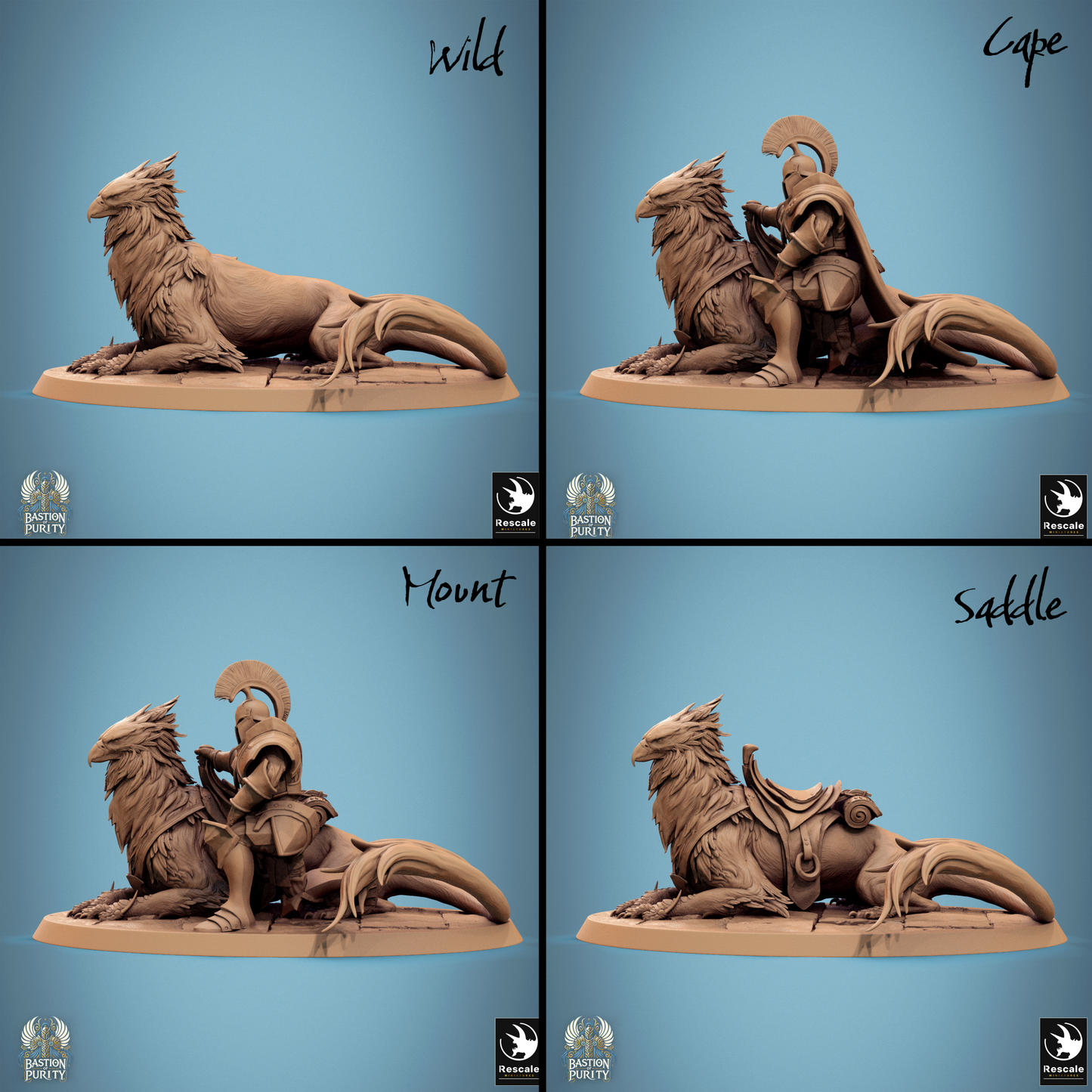 Gryph Pack miniature from Bastion of Purity Warband, D&D TTRPG resin miniature by Tattles Told 3D, featuring a detailed gryph creature.