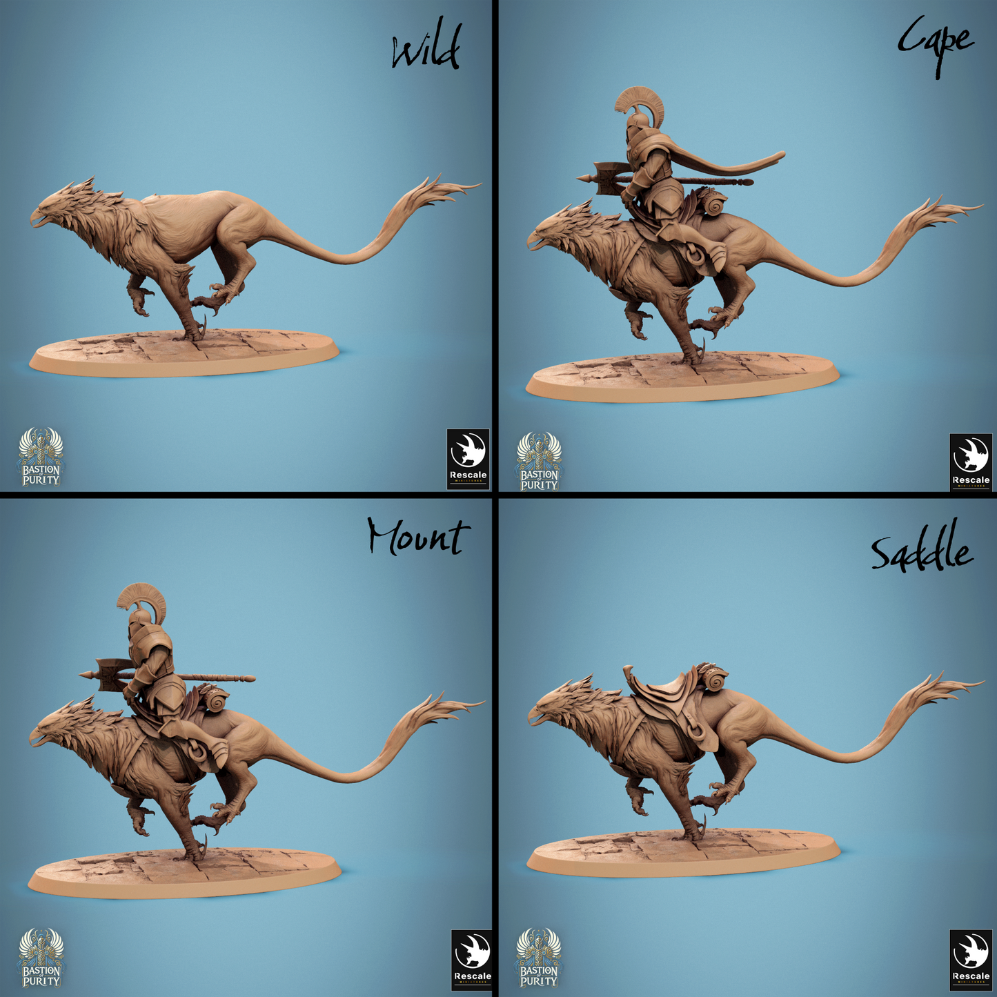 Detailed image of Gryph Pack Bastion of Purity Warband miniature by Tattles Told 3D, showing a fantasy character with armor and weaponry.