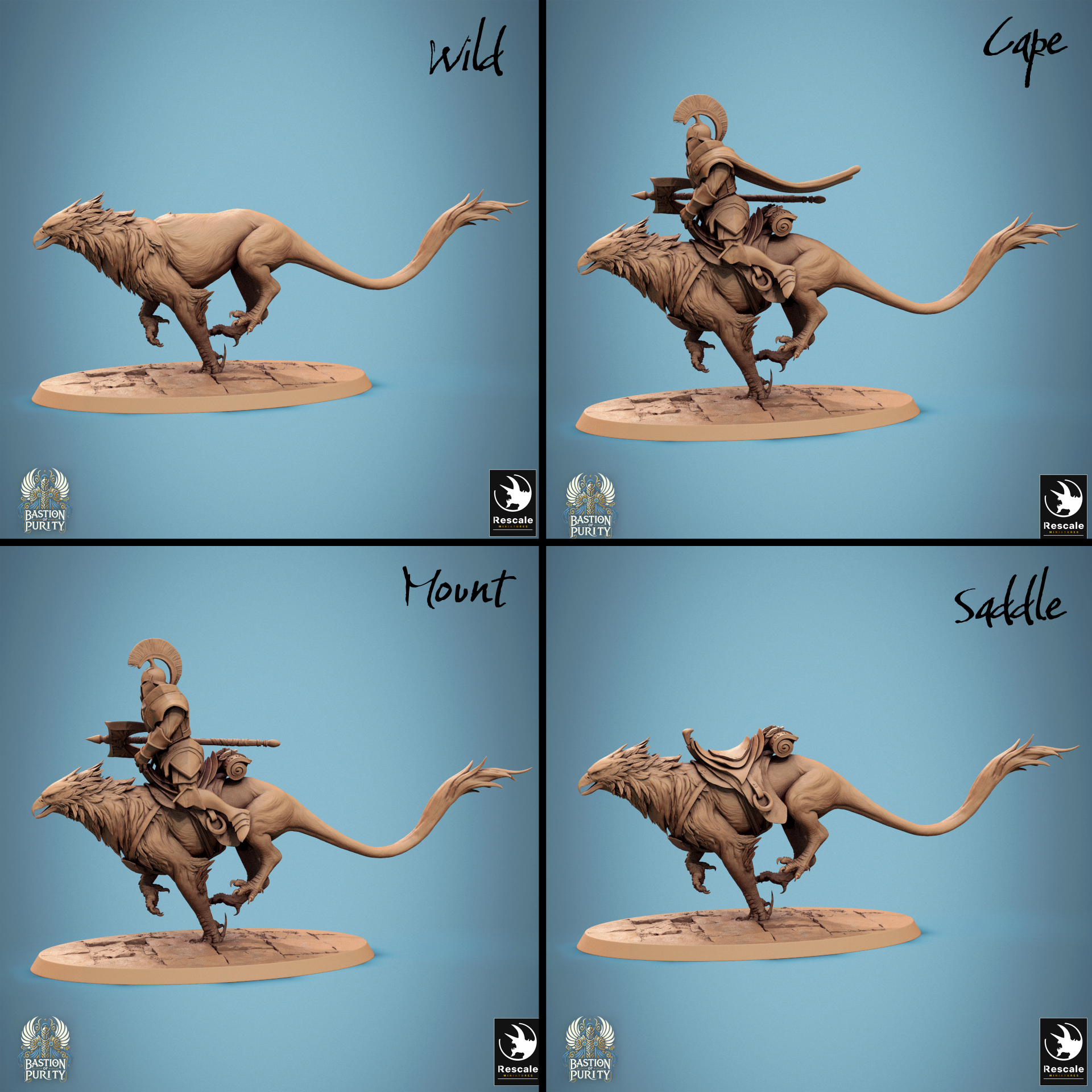 Detailed image of Gryph Pack Bastion of Purity Warband miniature by Tattles Told 3D, showing a fantasy character with armor and weaponry.