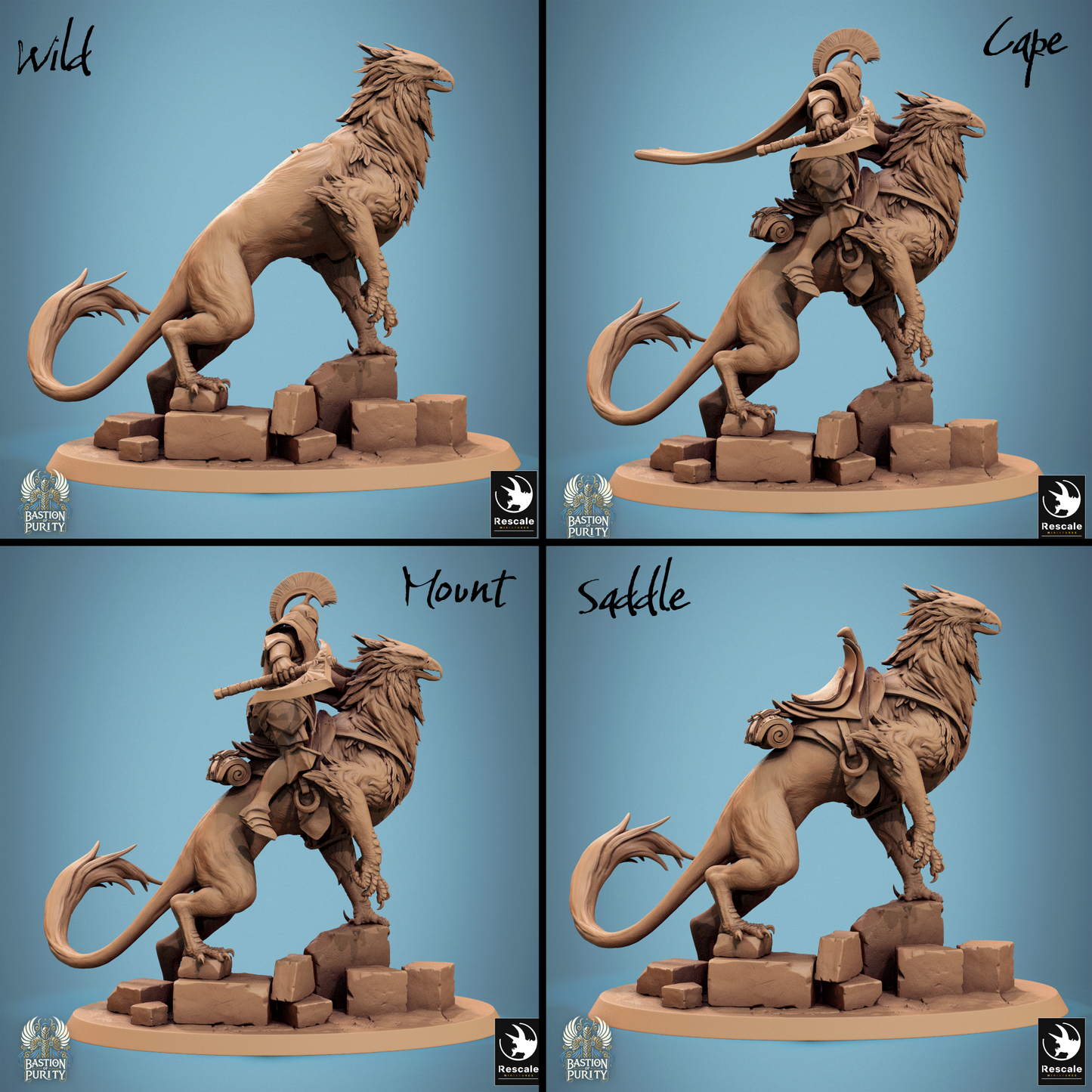 D&D miniature of Gryph Pack Bastion of Purity Warband by Tattles Told 3D, showing a detailed gryph figure in a commanding stance
