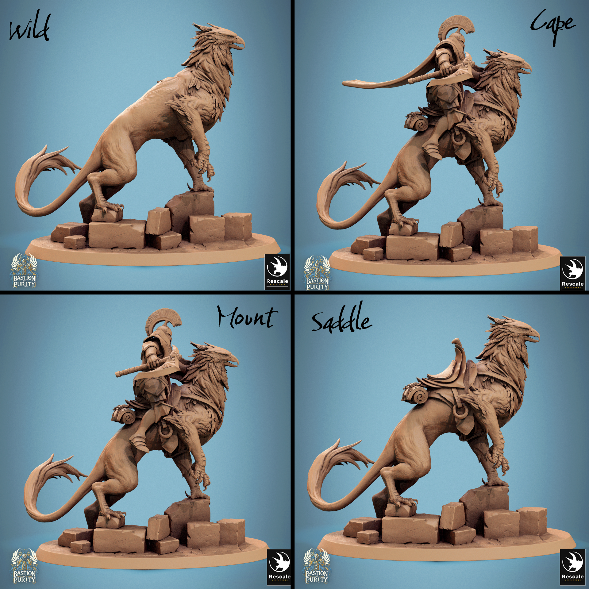 D&D miniature of Gryph Pack Bastion of Purity Warband by Tattles Told 3D, showing a detailed gryph figure in a commanding stance
