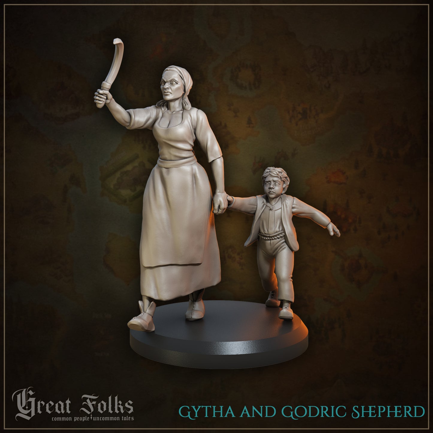 Great Folks Townsfolk, Part 1 | NPCs, Villagers, Children, Animals | Tabletop Gaming Miniatures Collection | Great Grimoire