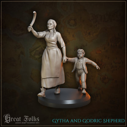 Great Folks Townsfolk, Part 1 | NPCs, Villagers, Children, Animals | Tabletop Gaming Miniatures Collection | Great Grimoire