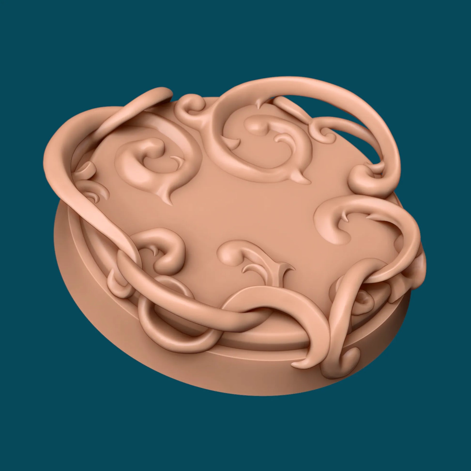 Heart Rosette Base | TTRPG Miniature Sculpted Base | Awkward Penguin's Minis