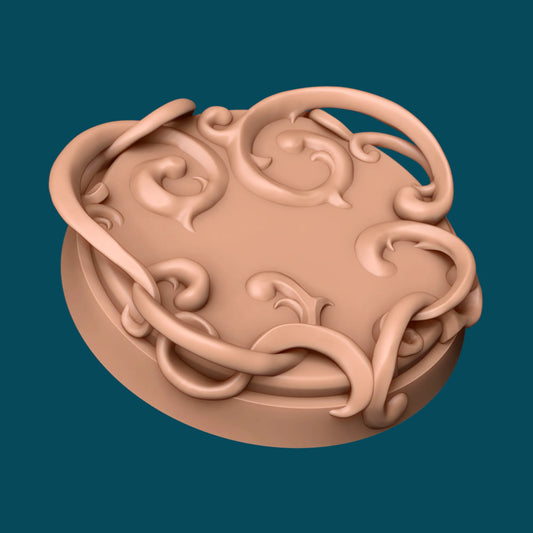 Heart Rosette Base | TTRPG Miniature Sculpted Base | Awkward Penguin's Minis