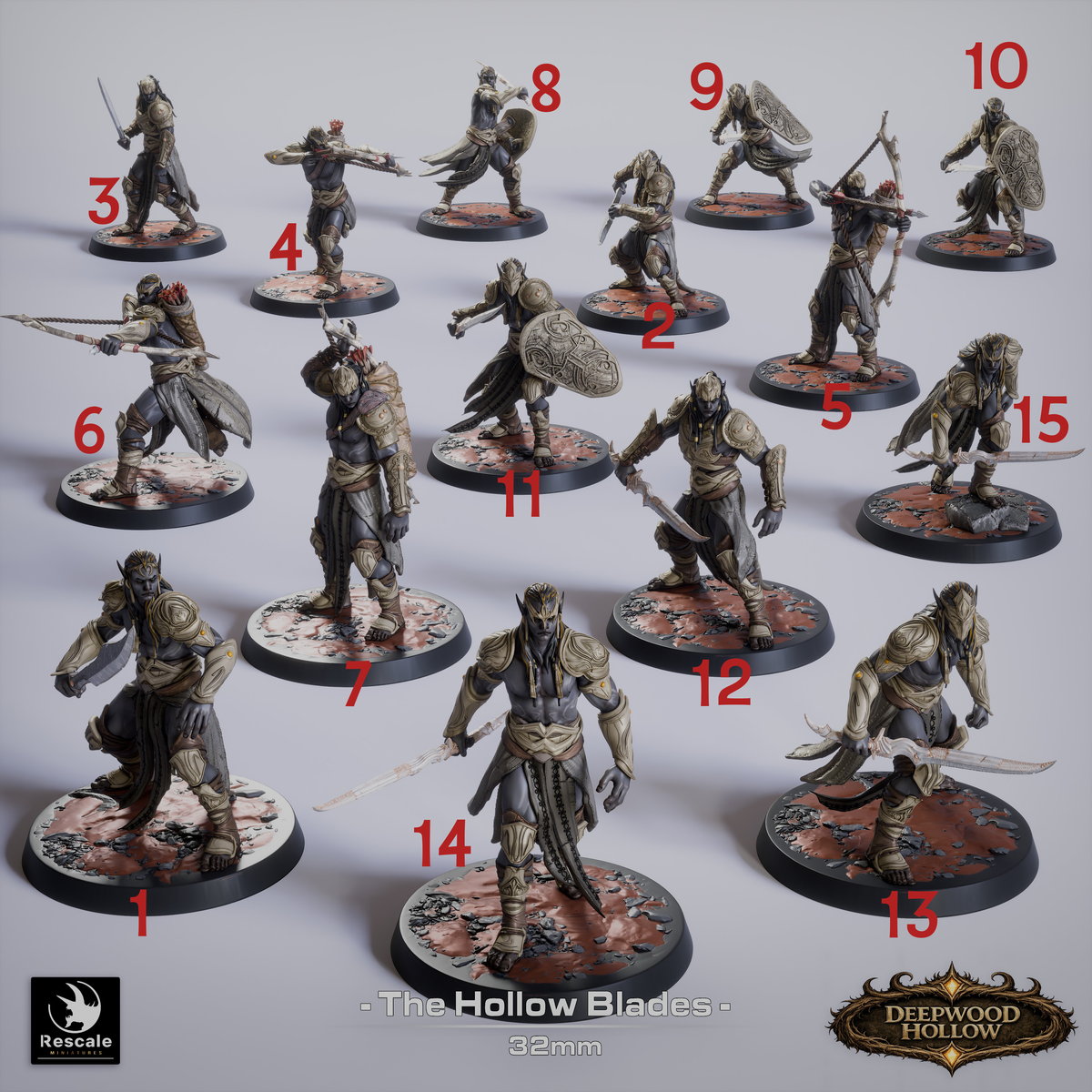 Dark Elves, The Hollow Blades | Deepwood Hollow | D&D TTRPG Miniature | Rescale Miniatures