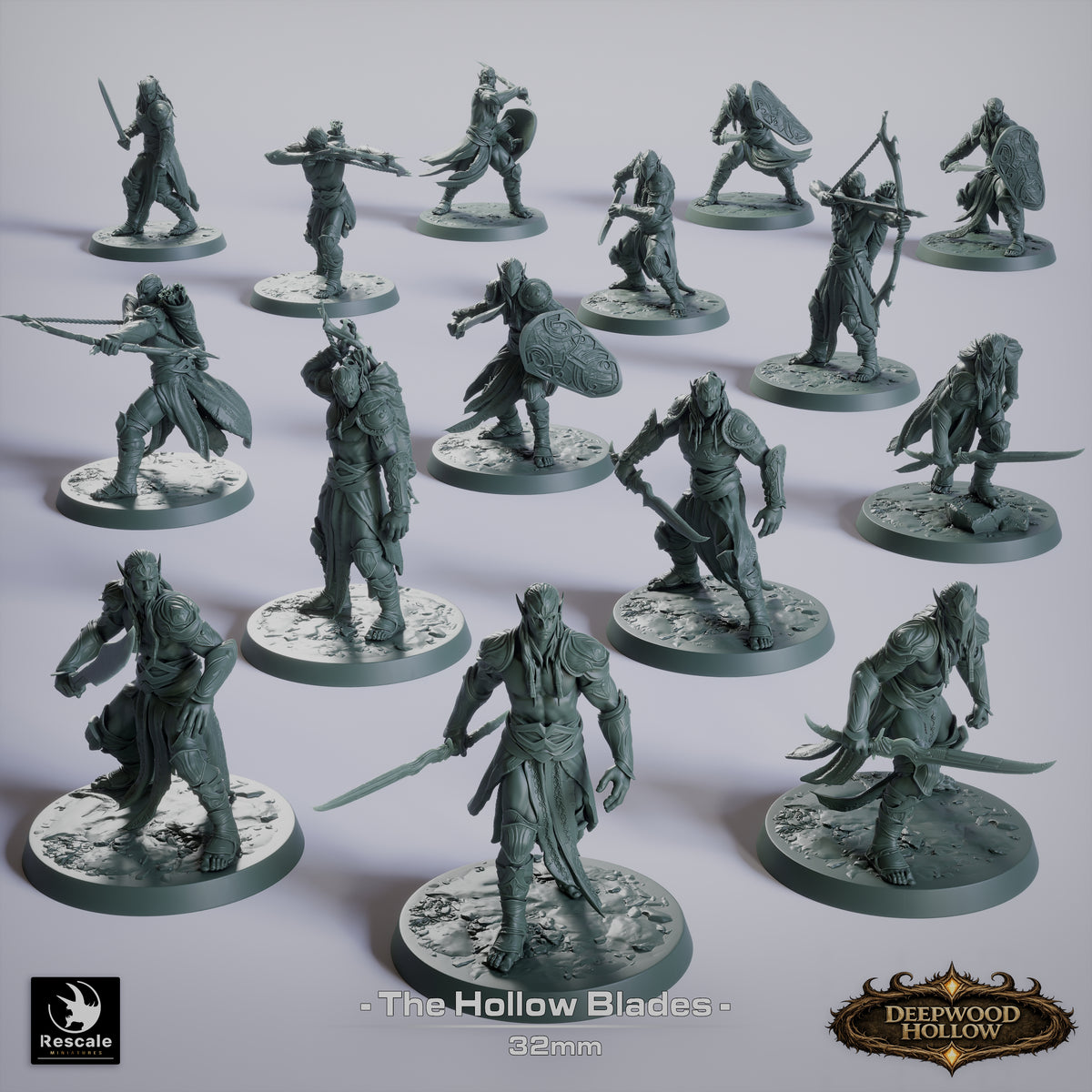 Dark Elves, The Hollow Blades | Deepwood Hollow | D&D TTRPG Miniature | Rescale Miniatures