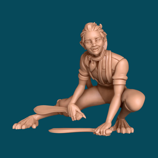 Honeybadger, a Shifter with Machetes | TTRPG D&D Miniature | Awkward Penguin Minis