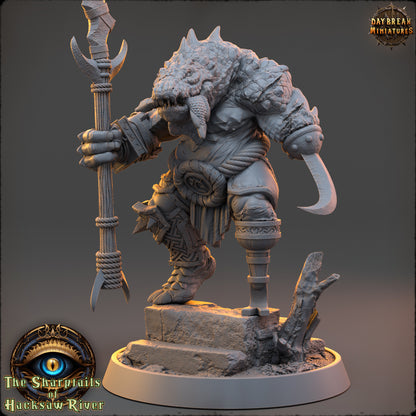 Crocodile Folk - The Sharptails of Hacksaw River | Tabletop or Display Scale | D&D Mini | Daybreak Miniatures