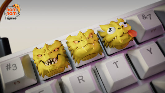 Keycaps - Three Headed Hydra | 3D Printed Resin Anime Fan Art | Nomnom Figures
