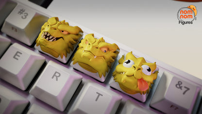 Keycaps - Three Headed Hydra | 3D Printed Resin Anime Fan Art | Nomnom Figures