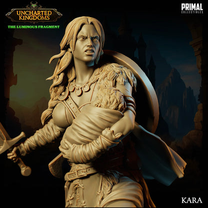 Barbarian Female Kara | Uncharted Kingdoms | Tabletop D&D Miniature | Primal Collectibles