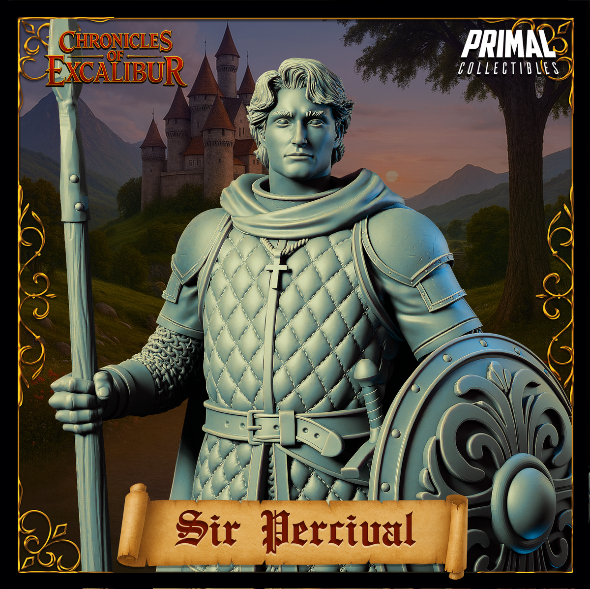 Knight Sir Percival | Chronicles of Excalibur | Tabletop D&D Miniature | Primal Collectibles