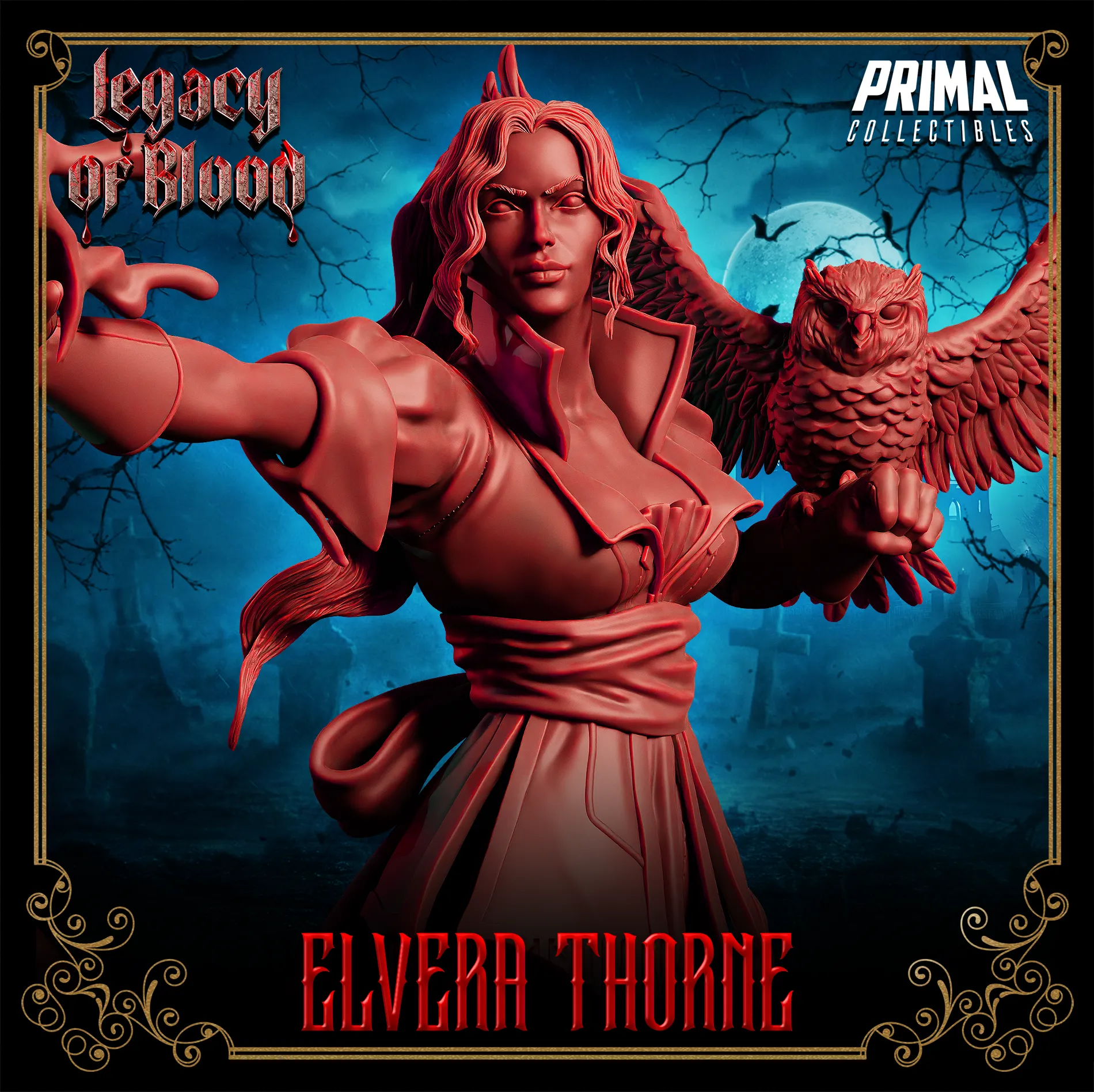 Wizard Elvera Thorne | Legacy of Blood | Tabletop Scale | TTRPG D&D Miniature | Primal Collectibles