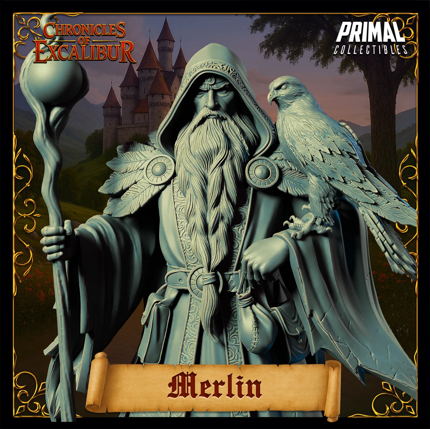 Wizard Merlin | Chronicles of Excalibur | Tabletop D&D Miniature | Primal Collectibles