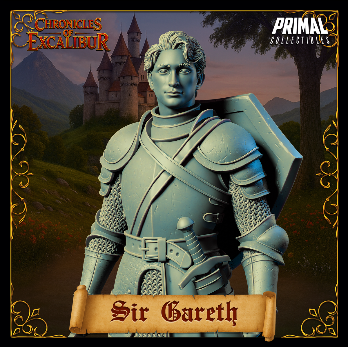 Caballero Sir Galahad | Crónicas de Excalibur | Miniatura D&D de Mesa | Primal Collectibles