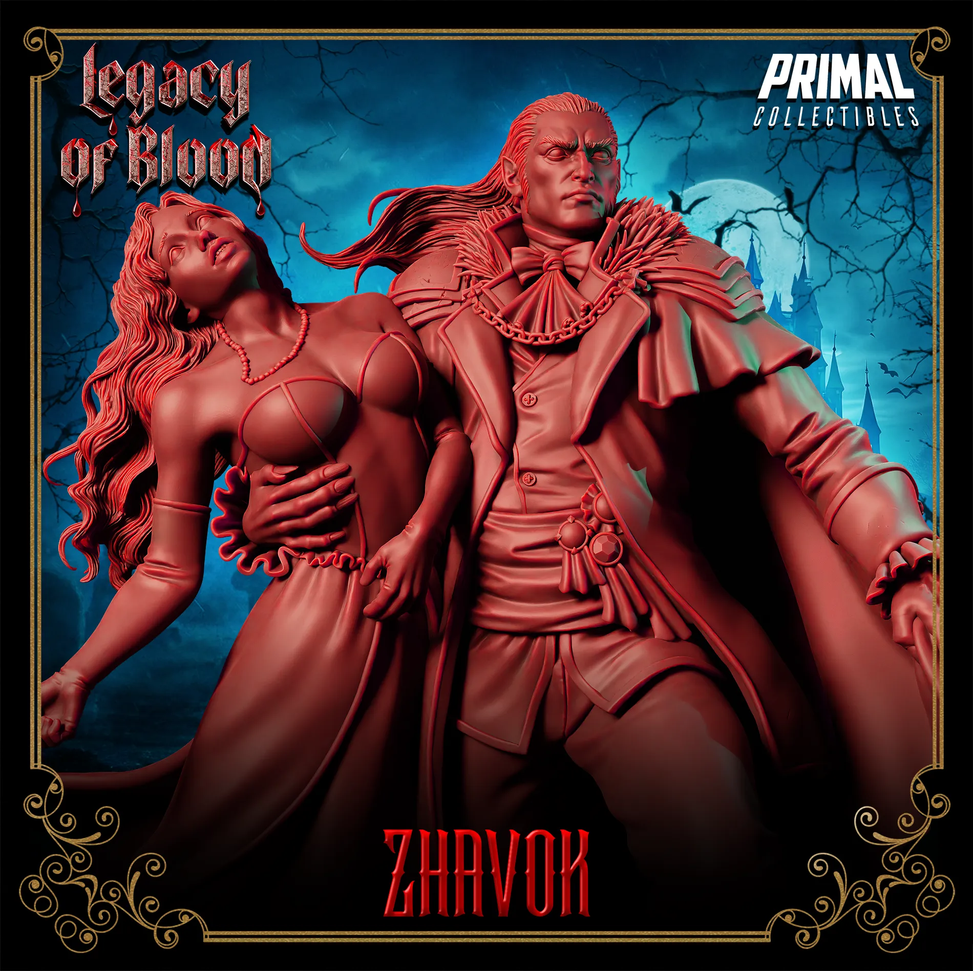 Darklord Zhavok and Victim, Strahd, CoS | Legacy of Blood | Tabletop D&D Miniature | Primal Collectibles