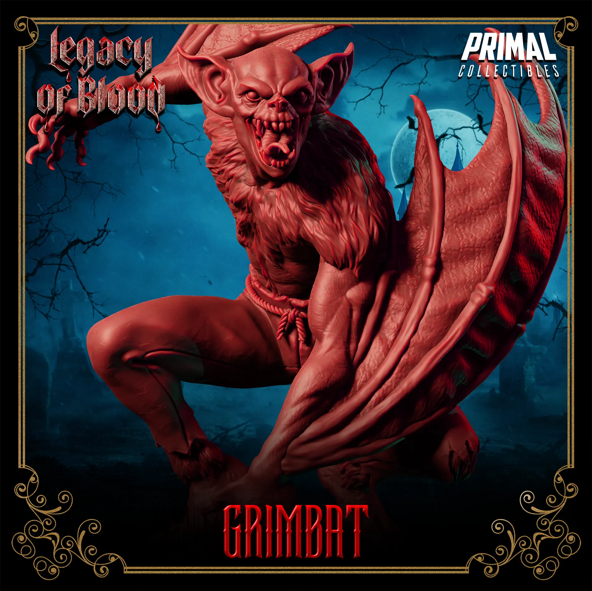 Werebat Grimbat | Legacy of Blood | Tabletop Scale | TTRPG D&D Miniature | Primal Collectibles