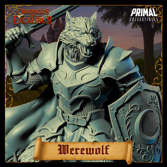 Knight Werewolf | Chronicles of Excalibur | Tabletop D&D Miniature | Primal Collectibles