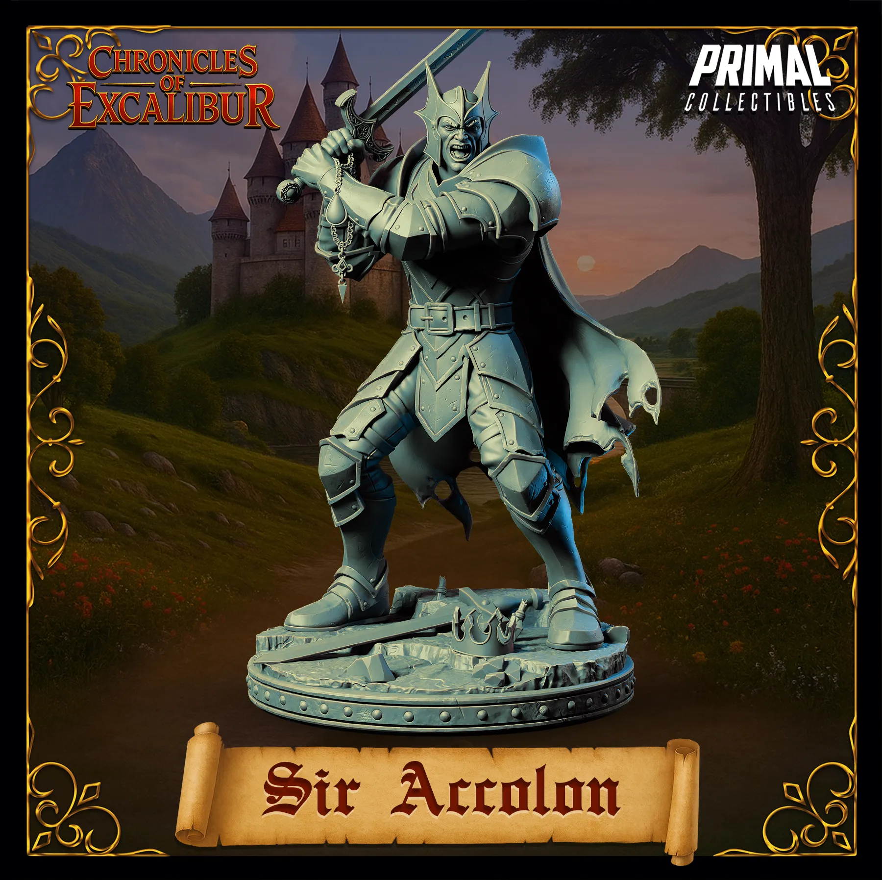 Evil Knight Sir Accolon | Chronicles of Excalibur | Tabletop D&D Miniature | Primal Collectibles
