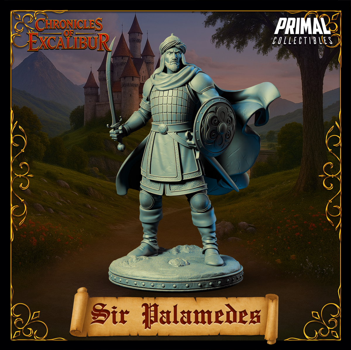 Knight Sir Palamedes | Chronicles of Excalibur | Tabletop D&D Miniature | Primal Collectibles