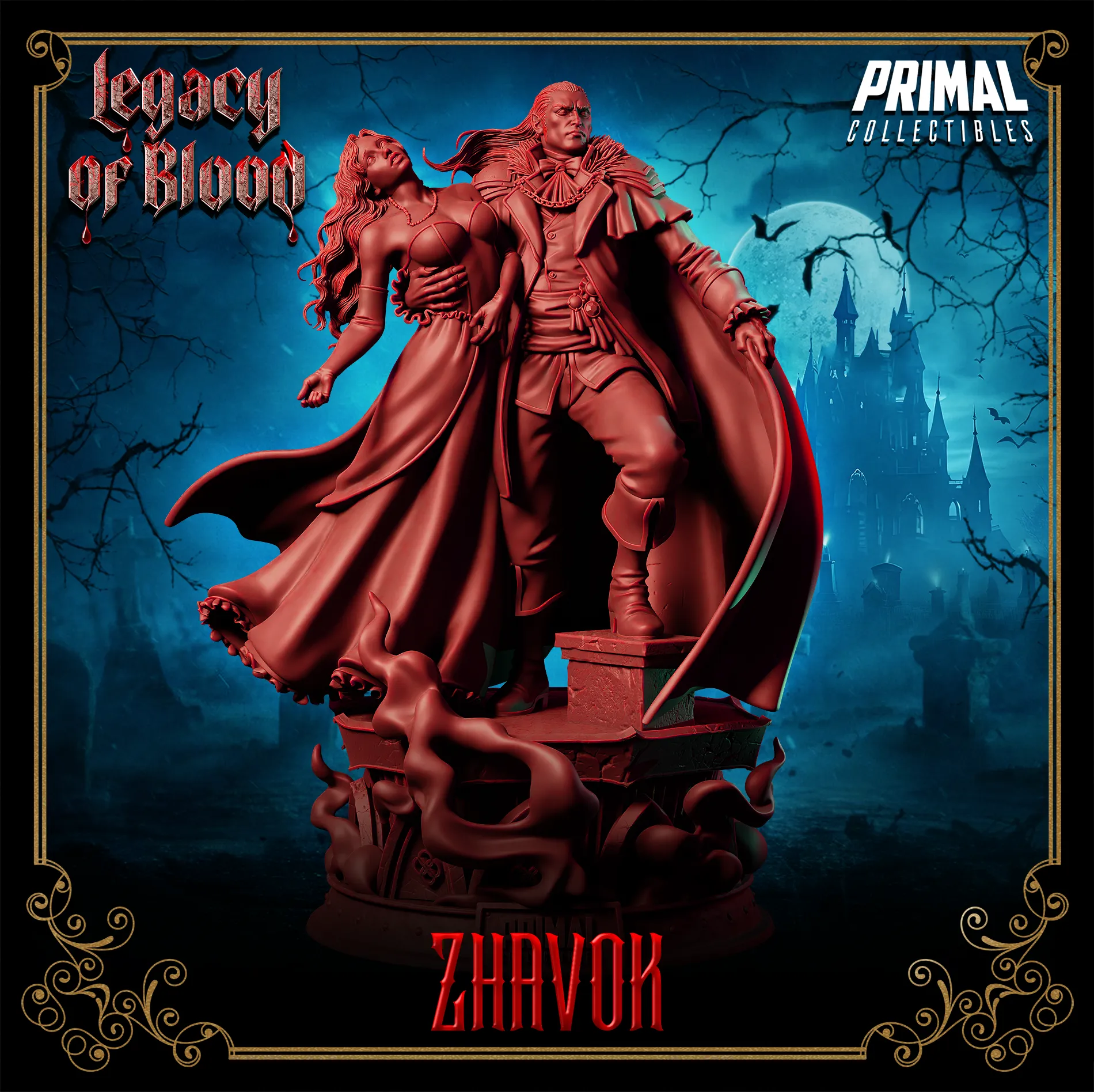 Darklord Zhavok and Victim, Strahd, CoS | Legacy of Blood | Tabletop D&D Miniature | Primal Collectibles