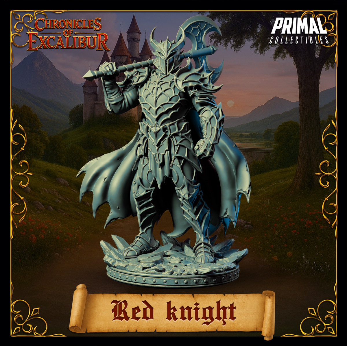 Knight Red Knight | Chronicles of Excalibur | Tabletop D&D Miniature | Primal Collectibles