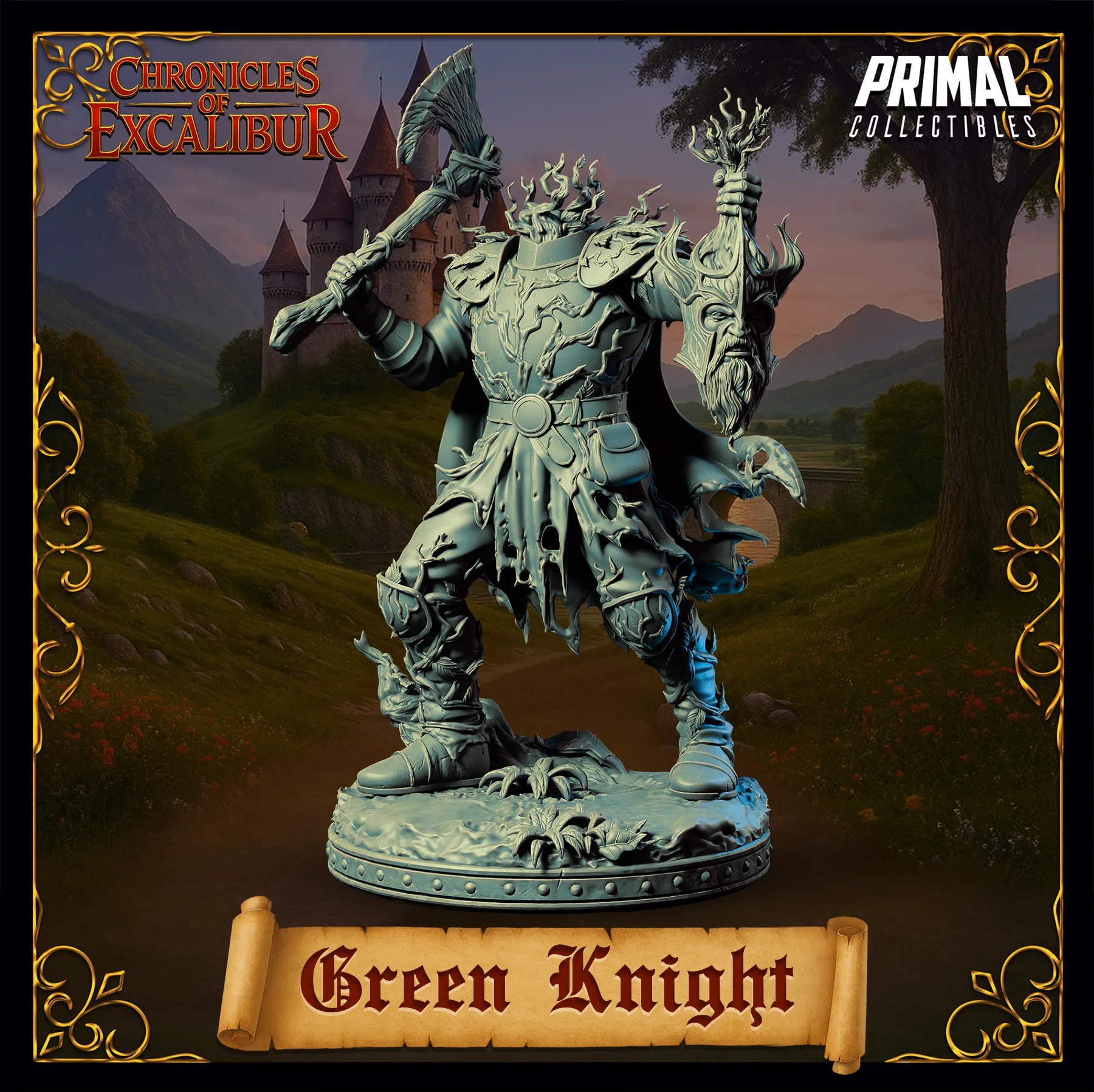 Mystic Knight Green Knight | Chronicles of Excalibur | Tabletop D&D Miniature | Primal Collectibles
