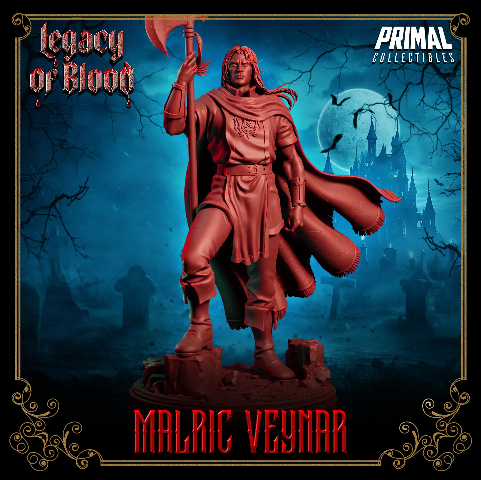 Human Malric Veynar | Legacy of Blood | Tabletop D&D Miniature | Primal Collectibles
