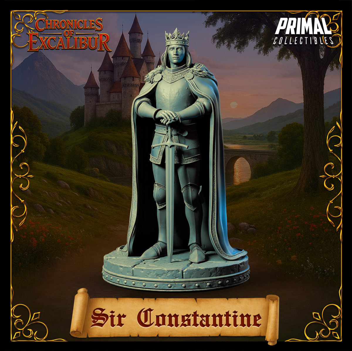Caballero Sir Galahad | Crónicas de Excalibur | Miniatura D&D de Mesa | Primal Collectibles