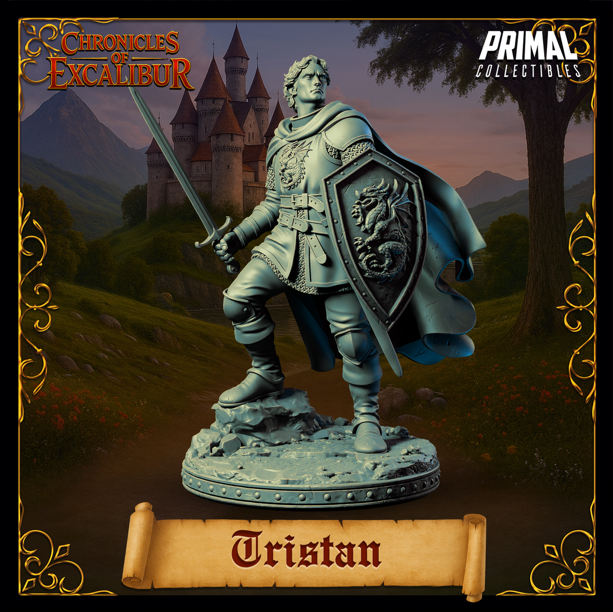 Knight Tristan | Chronicles of Excalibur | Tabletop D&D Miniature | Primal Collectibles
