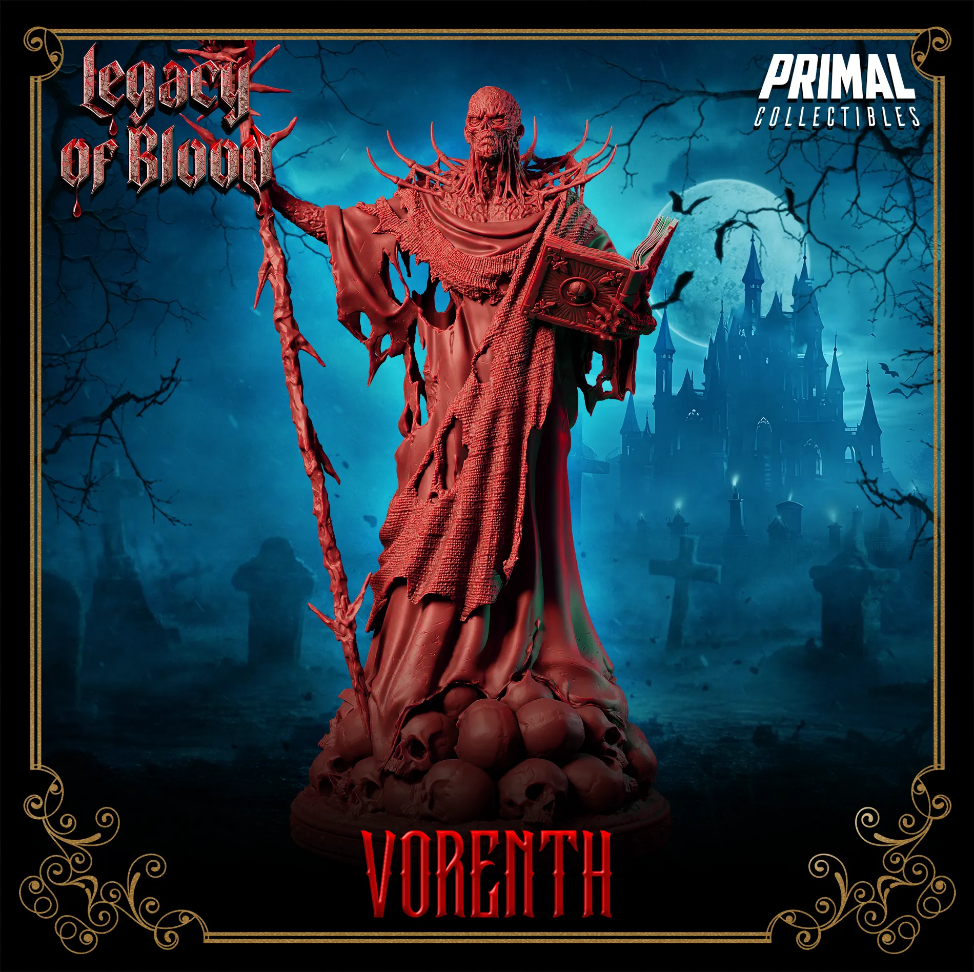 Necromancer Vorenth, Vampire Lich Wizard | Legacy of Blood | Tabletop D&D Miniature | Primal Collectibles