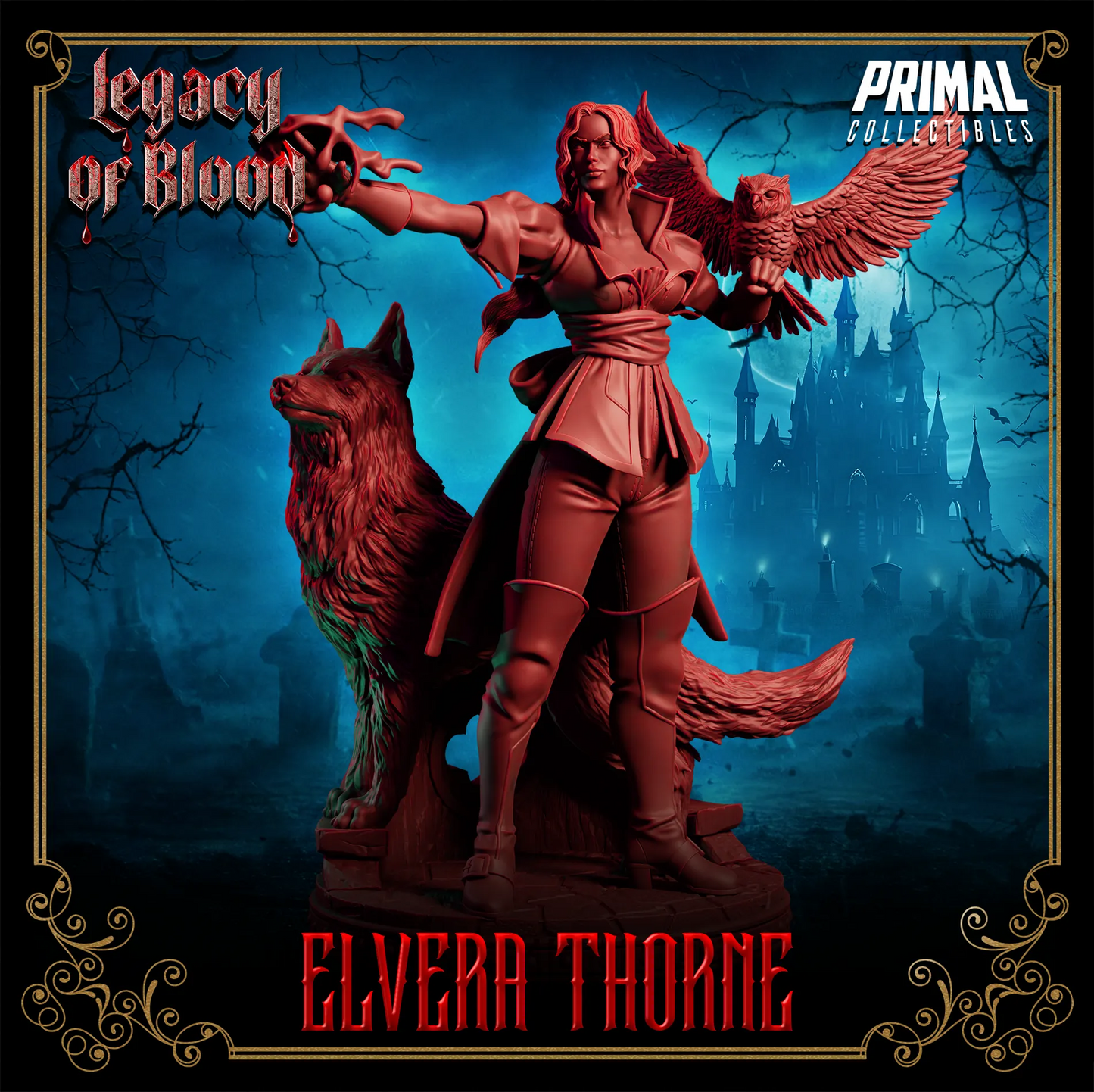 Wizard Elvera Thorne | Legacy of Blood | Tabletop Scale | TTRPG D&D Miniature | Primal Collectibles