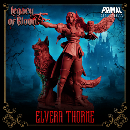 Wizard Elvera Thorne | Legacy of Blood | Tabletop Scale | TTRPG D&D Miniature | Primal Collectibles
