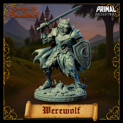 Knight Werewolf | Chronicles of Excalibur | Tabletop D&D Miniature | Primal Collectibles