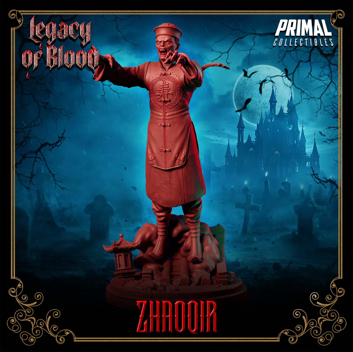 Zombie Zhaoqir, Hopping Vampire, Jiangshi | Legacy of Blood | Tabletop D&D Miniature | Primal Collectibles