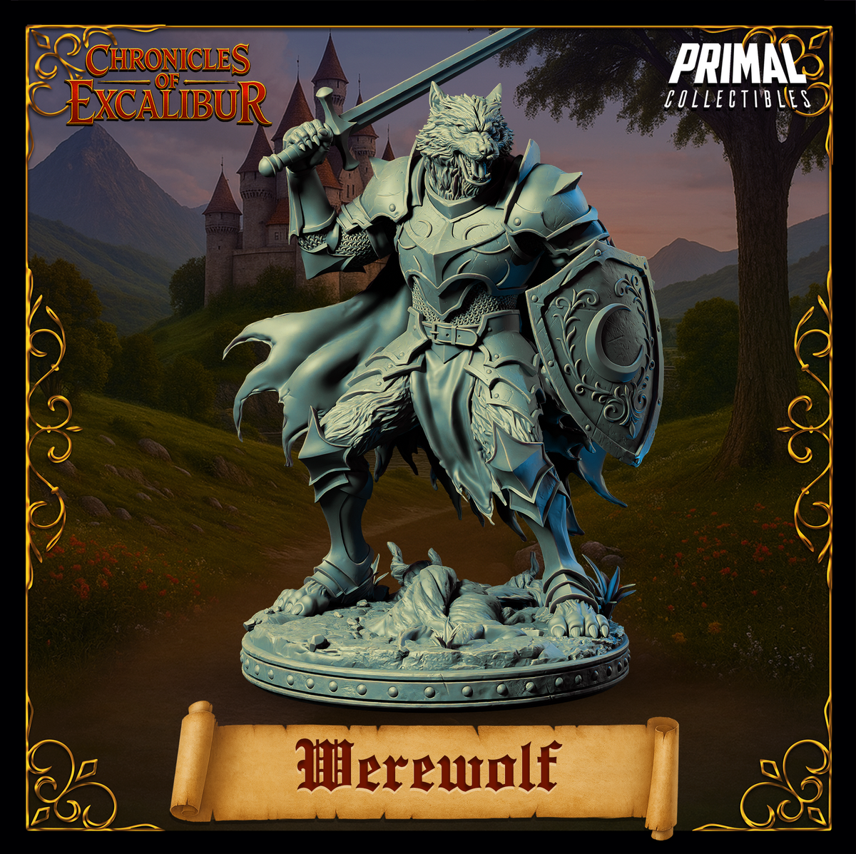 Knight Werewolf | Chronicles of Excalibur | Tabletop D&D Miniature | Primal Collectibles