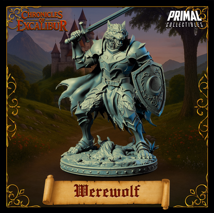 Knight Werewolf | Chronicles of Excalibur | Tabletop D&D Miniature | Primal Collectibles