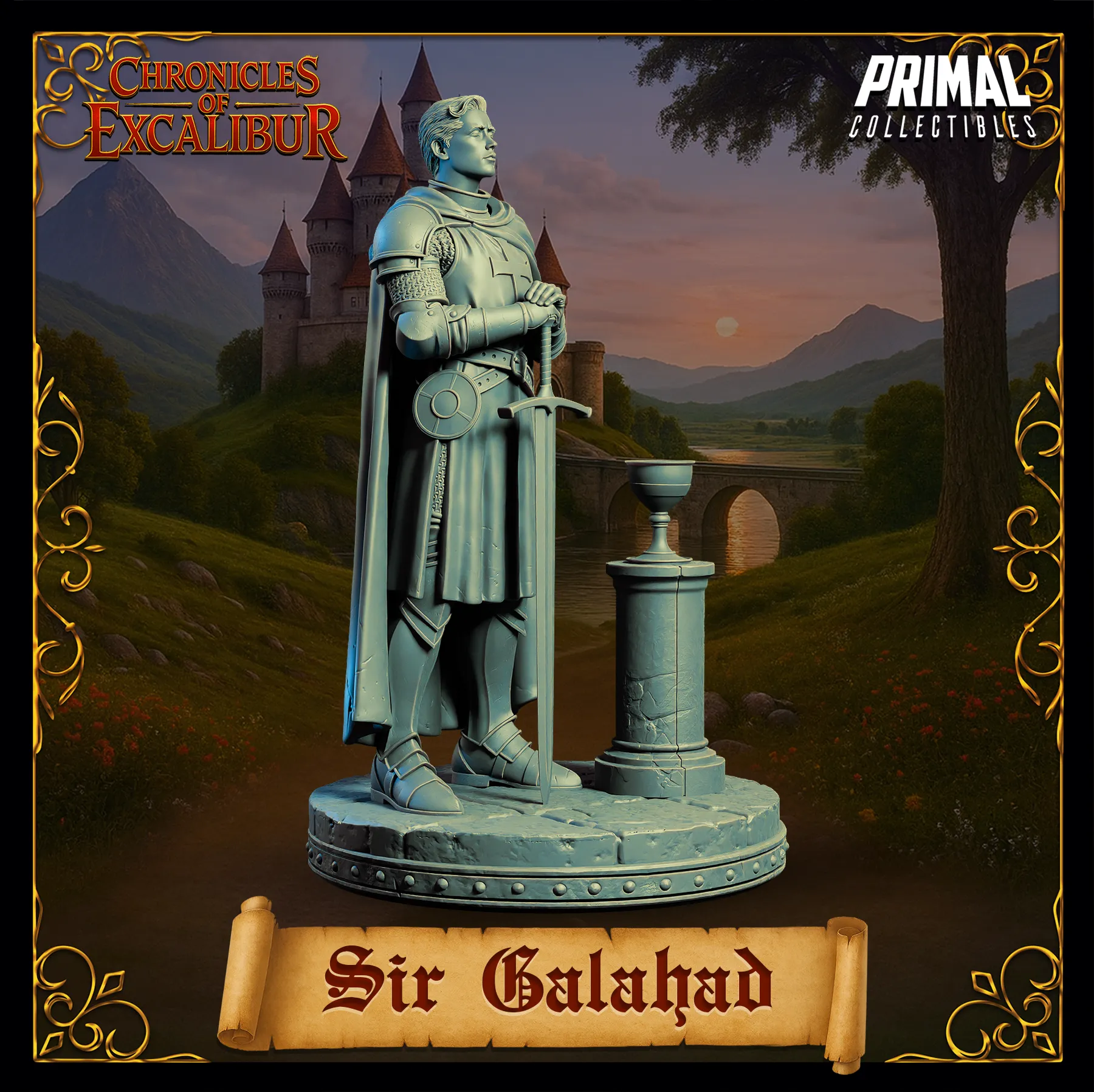 Knight Sir Galahad | Chronicles of Excalibur | Tabletop D&D Miniature | Primal Collectibles