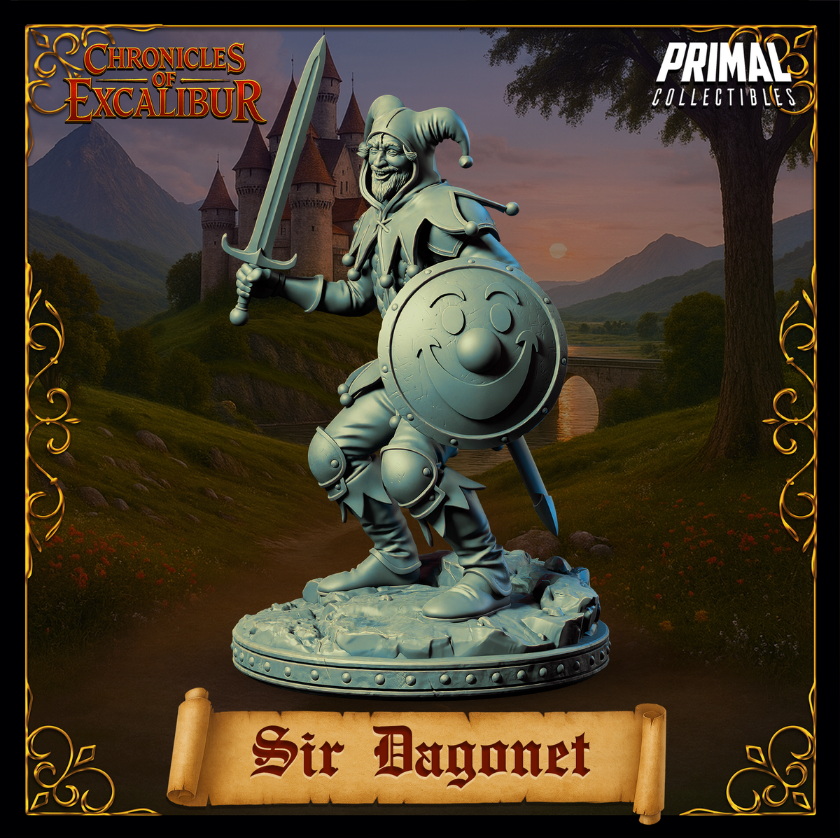 Knight Sir Dagonet | Chronicles of Excalibur | Tabletop D&D Miniature | Primal Collectibles