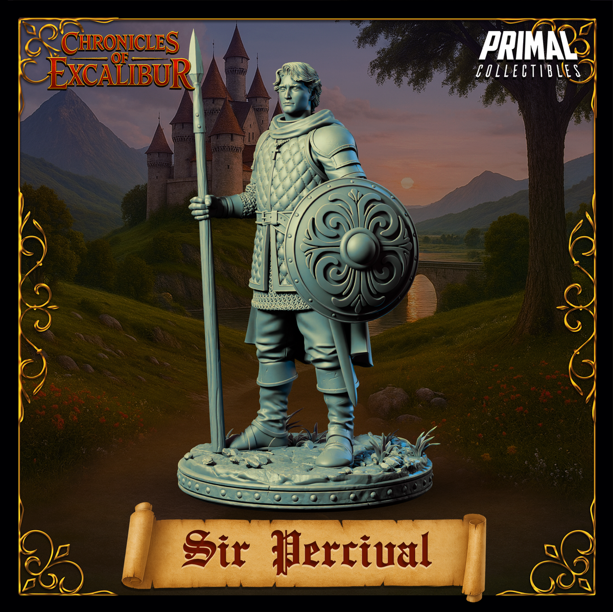 Knight Sir Percival | Chronicles of Excalibur | Tabletop D&D Miniature | Primal Collectibles