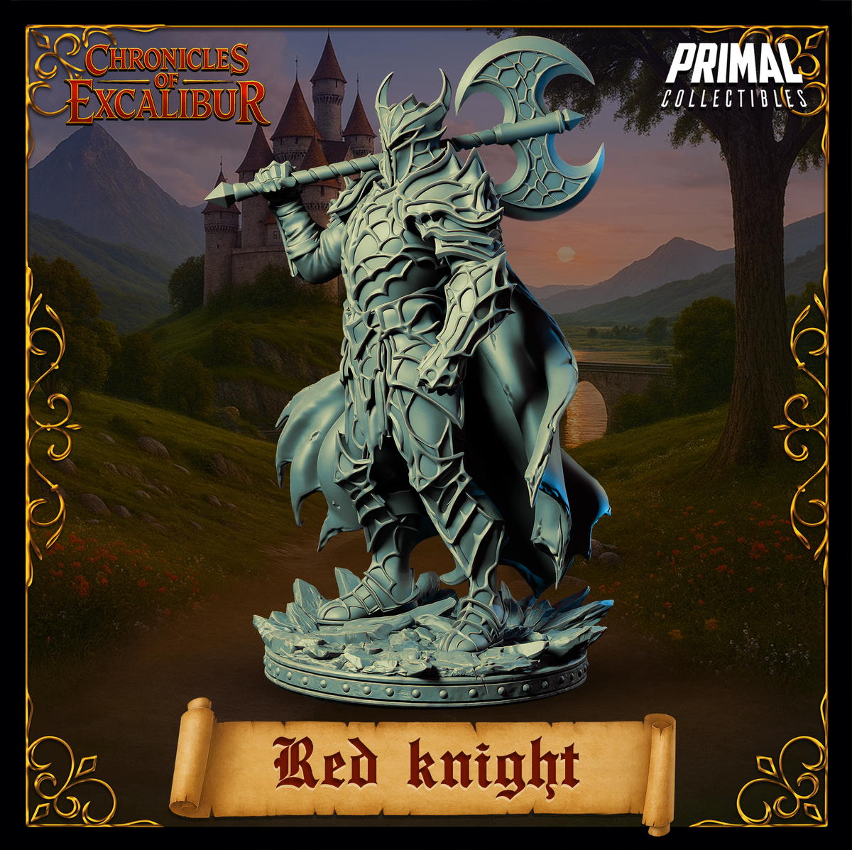 Knight Red Knight | Chronicles of Excalibur | Tabletop D&D Miniature | Primal Collectibles