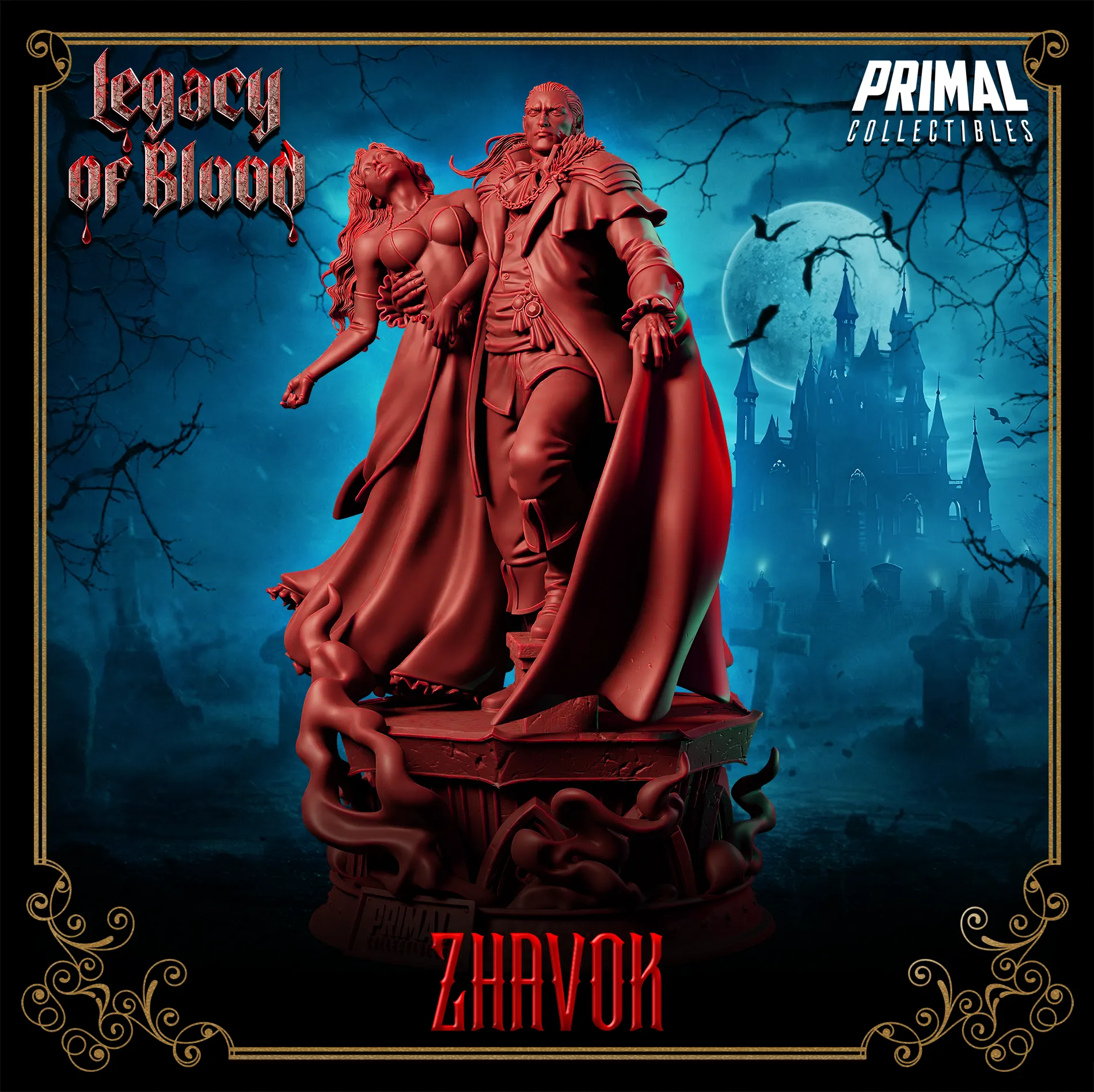 Darklord Zhavok and Victim, Strahd, CoS | Legacy of Blood | Tabletop D&D Miniature | Primal Collectibles