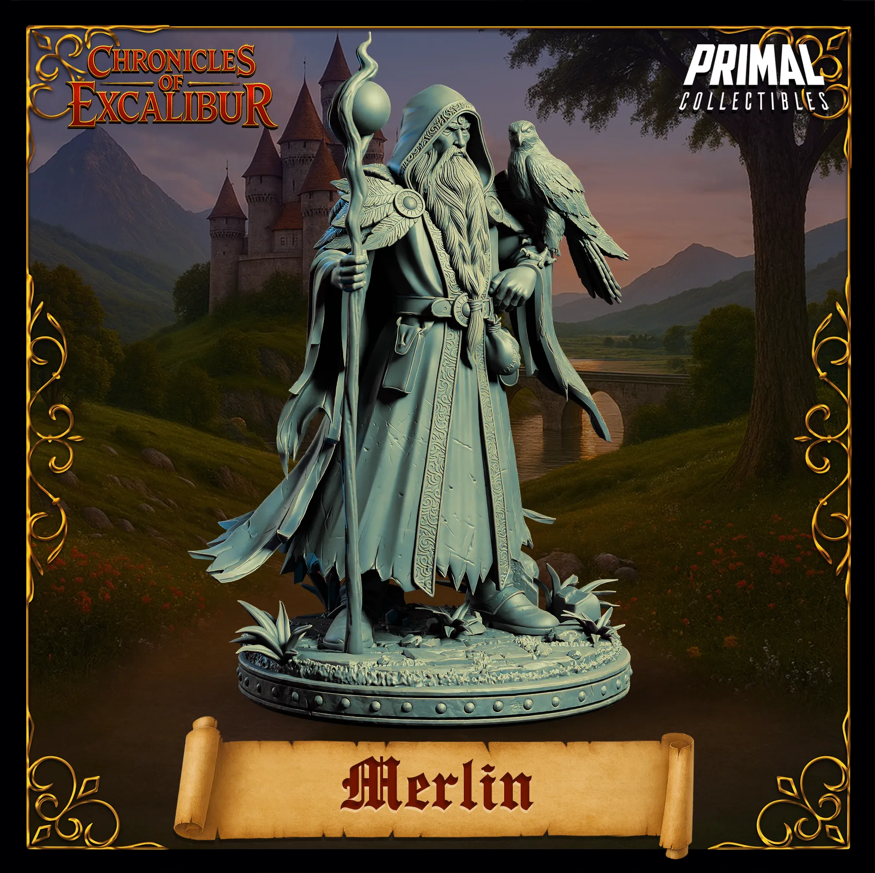 Wizard Merlin | Chronicles of Excalibur | Tabletop D&D Miniature | Primal Collectibles